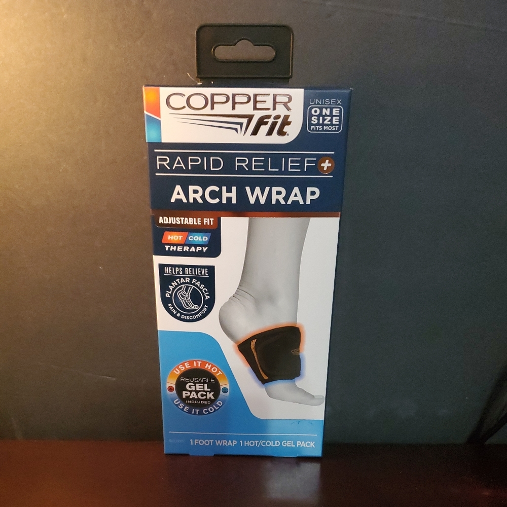 COPPER FIT ARCH WRAP RAPID RELIEF + UNISEX ONE SIZE FITS MOST.